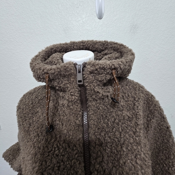 Lit Cozy Teddy Hooded Brown Jacket Size L - Picture 10 of 11